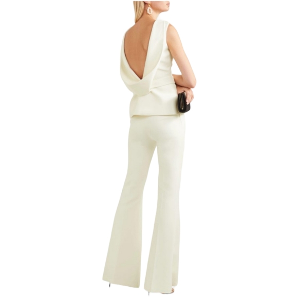 Safiyaa Tops - Safiyaa Riddhi Belted Draped Crepe Top, Size 8, Ivory, NWT